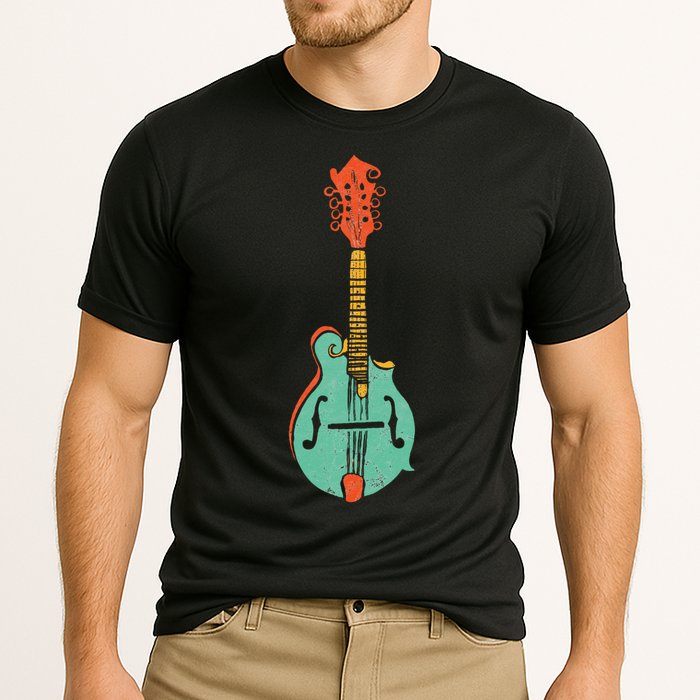 Funky Retro Mandolin Minimalist String Instrument Graphic Cooling Performance Crew T-Shirt