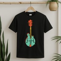 Funky Retro Mandolin Minimalist String Instrument Graphic T-Shirt