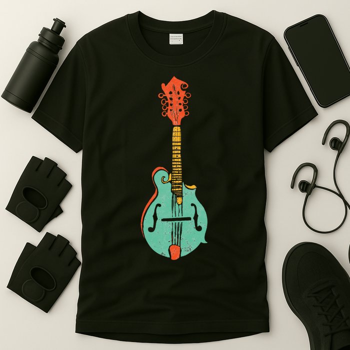 Funky Retro Mandolin Minimalist String Instrument Graphic T-Shirt