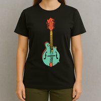 Funky Retro Mandolin Minimalist String Instrument Graphic T-Shirt