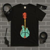 Funky Retro Mandolin Minimalist String Instrument Graphic T-Shirt