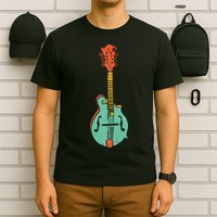 Funky Retro Mandolin Minimalist String Instrument Graphic T-Shirt