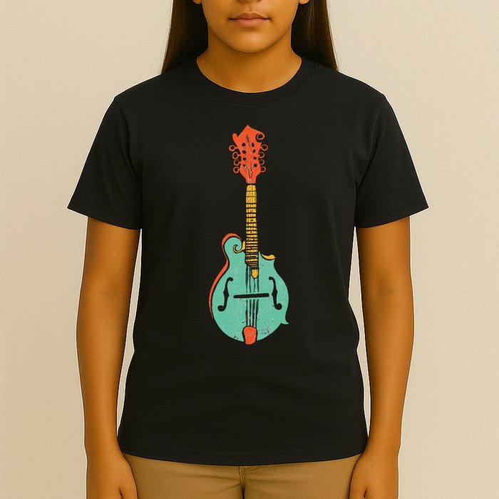 Funky Retro Mandolin Minimalist String Instrument Graphic T-Shirt