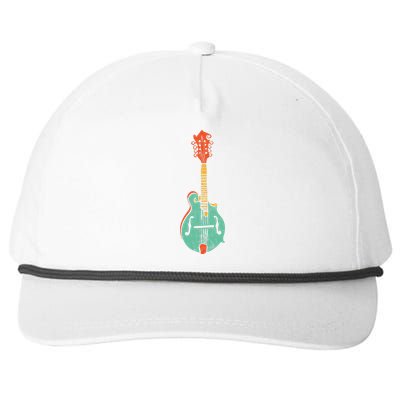 Funky Retro Mandolin Minimalist String Instrument Graphic Snapback Five-Panel Rope Hat