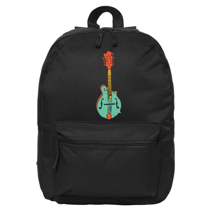 Funky Retro Mandolin Minimalist String Instrument Graphic 16 in Basic Backpack