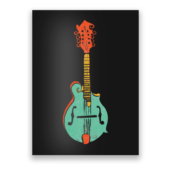 Funky Retro Mandolin Minimalist String Instrument Graphic Poster