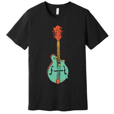 Funky Retro Mandolin Minimalist String Instrument Graphic Premium T-Shirt