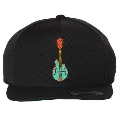 Funky Retro Mandolin Minimalist String Instrument Graphic Wool Snapback Cap