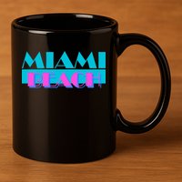 Funny Retro Miami Beach Logo 11oz C Handle Ceramic Mug