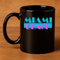 Funny Retro Miami Beach Logo 11oz C Handle Ceramic Mug