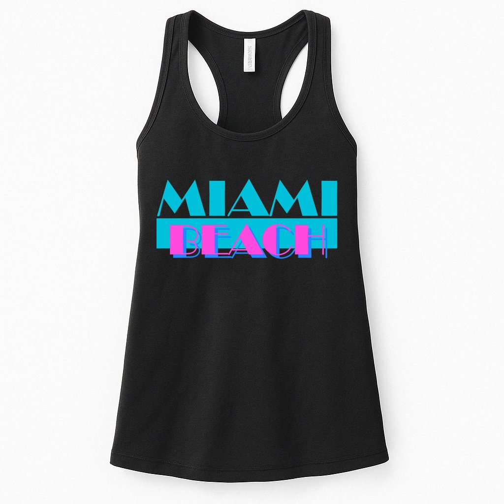 Funny Retro Miami Beach Logo Womens Tank Top