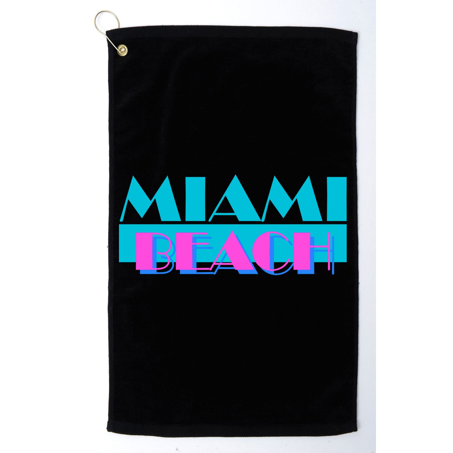 Funny Retro Miami Beach Logo Golf Towel