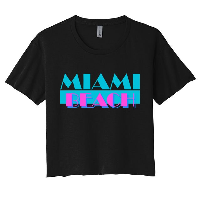Funny Retro Miami Beach Logo Crop Top