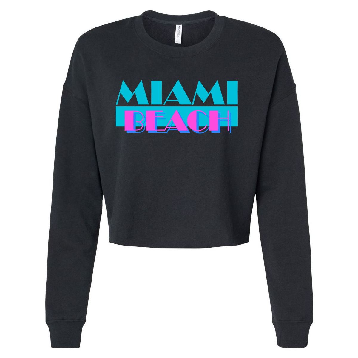 Funny Retro Miami Beach Logo Cropped Pullover Crew