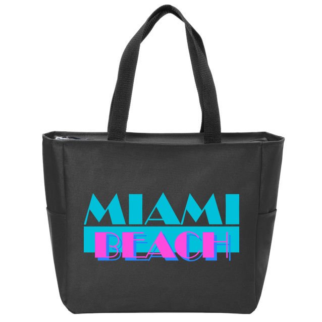 Funny Retro Miami Beach Logo Zip Tote Bag