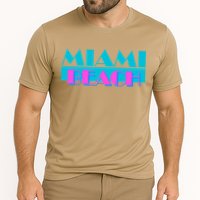 Funny Retro Miami Beach Logo Cooling Performance Crew T-Shirt