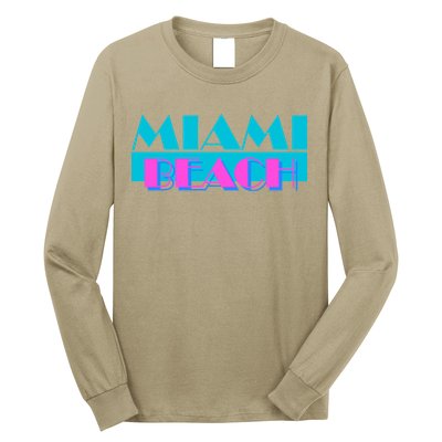Funny Retro Miami Beach Logo Long Sleeve Shirt