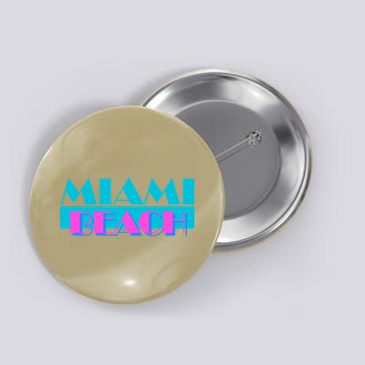Funny Retro Miami Beach Logo Button