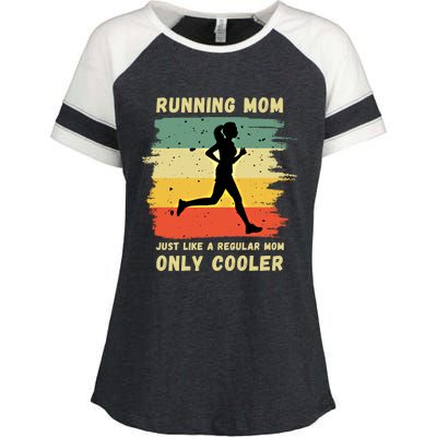 Funny Running Mom Marathon Runner Coach Marathoner Gift Enza Ladies Jersey Colorblock Tee