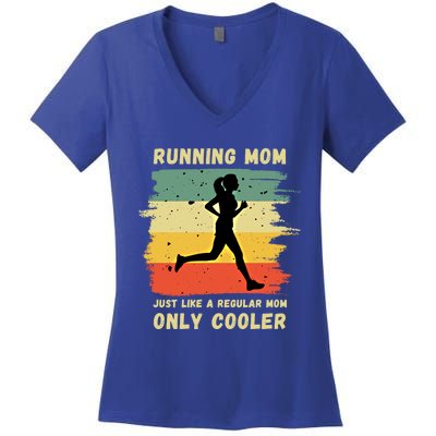 Funny Running Mom Marathon Runner Coach Marathoner Gift Women's V-Neck T-Shirt