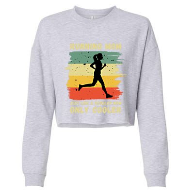 Funny Running Mom Marathon Runner Coach Marathoner Gift Cropped Pullover Crew