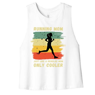 Funny Running Mom Marathon Runner Coach Marathoner Gift Women's Racerback Cropped Tank