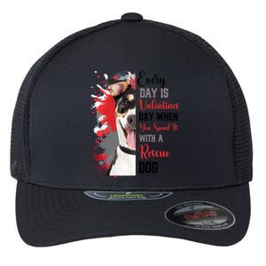 Funny Rescue Mom Happy Valentines Day Fun Dog Cross Breed Gift Flexfit Unipanel Trucker Cap