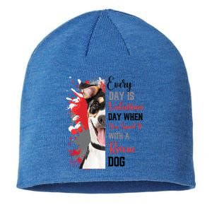 Funny Rescue Mom Happy Valentines Day Fun Dog Cross Breed Gift Sustainable Beanie