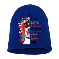 Funny Rescue Mom Happy Valentines Day Fun Dog Cross Breed Gift Short Acrylic Beanie