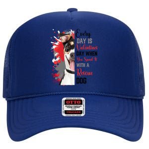 Funny Rescue Mom Happy Valentines Day Fun Dog Cross Breed Gift High Crown Mesh Back Trucker Hat