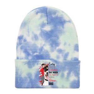 Funny Rescue Mom Happy Valentines Day Fun Dog Cross Breed Gift Tie Dye 12in Knit Beanie