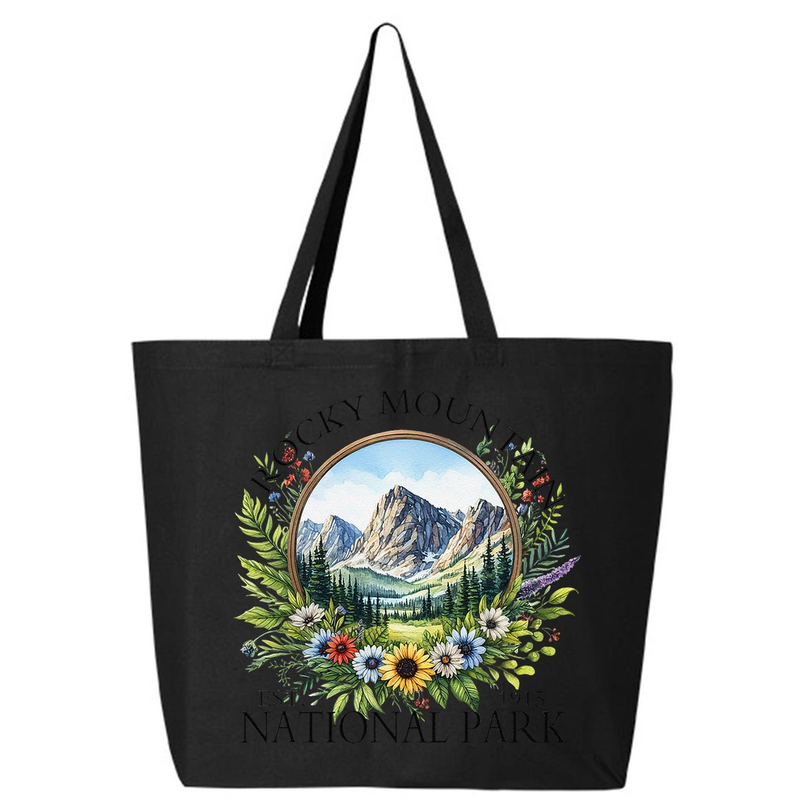 Floral Rocky Mountain National Park Hiking Camping Outdoor 25L Jumbo Tote