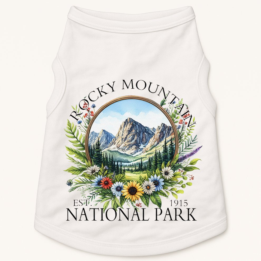 Floral Rocky Mountain National Park Hiking Camping Outdoor Doggie Tank