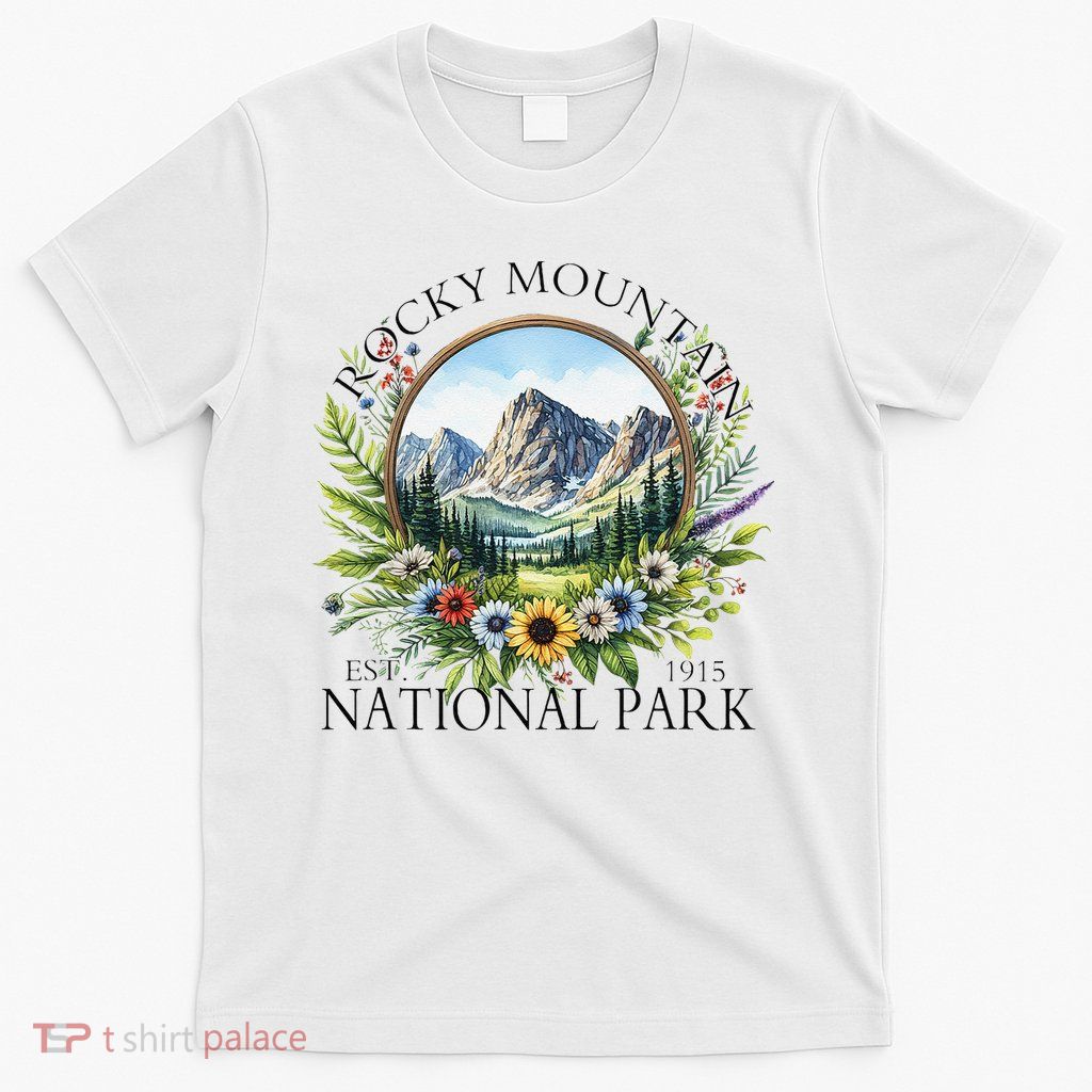 Floral Rocky Mountain National Park Hiking Camping Outdoor T-Shirt
