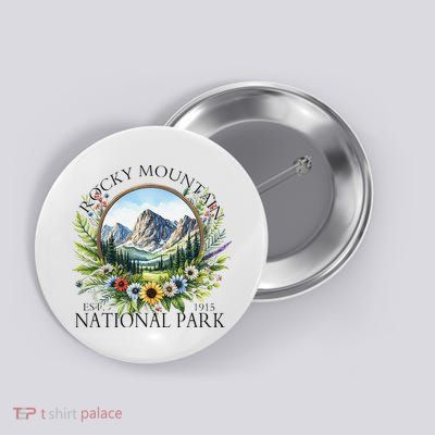 Floral Rocky Mountain National Park Hiking Camping Outdoor Button