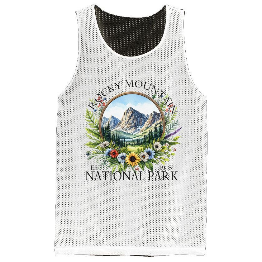 Floral Rocky Mountain National Park Hiking Camping Outdoor Mesh Reversible Basketball Jersey Tank