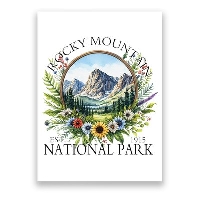 Floral Rocky Mountain National Park Hiking Camping Outdoor Poster