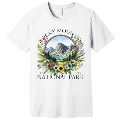 Floral Rocky Mountain National Park Hiking Camping Outdoor Premium T-Shirt