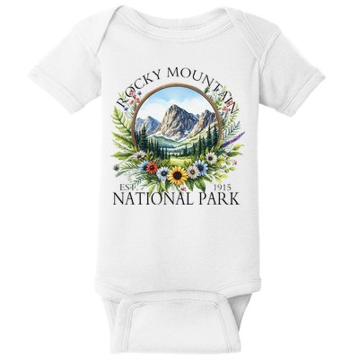 Floral Rocky Mountain National Park Hiking Camping Outdoor Baby Bodysuit