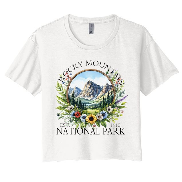 Floral Rocky Mountain National Park Hiking Camping Outdoor Crop Top