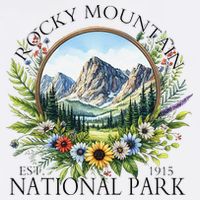 Floral Rocky Mountain National Park Hiking Camping Outdoor Kids T-Shirt