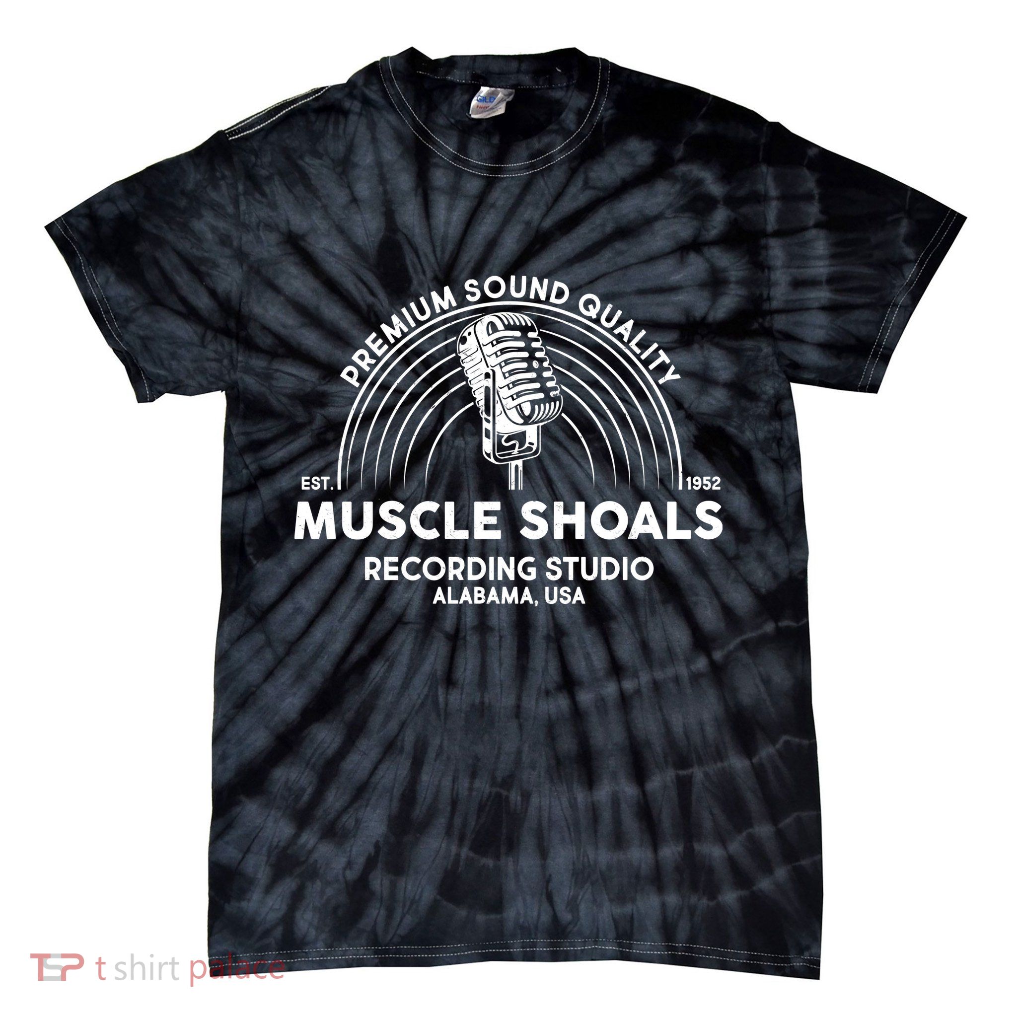 Funny Retro Muscle Shoals Recording Studio Alabama USA Logo Tie-Dye T-Shirt