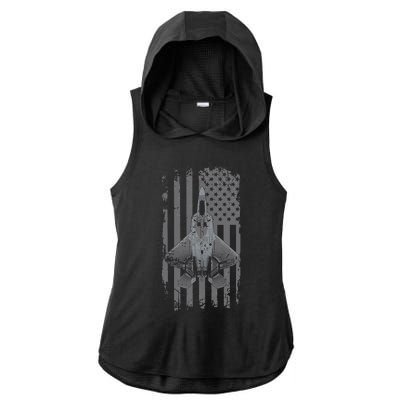 F22 Raptor Military Pilot Ladies PosiCharge Tri-Blend Wicking Draft Hoodie Tank