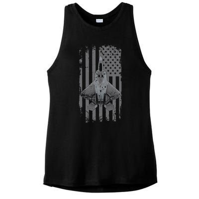 F22 Raptor Military Pilot Ladies PosiCharge Tri-Blend Wicking Tank