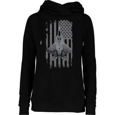 F22 Raptor Military Pilot Womens Funnel Neck Pullover Hood