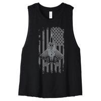 F22 Raptor Military Pilot Women's Racerback Cropped Tank