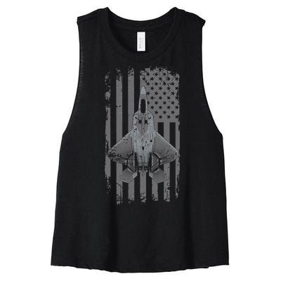 F22 Raptor Military Pilot Women's Racerback Cropped Tank