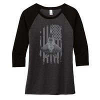 F22 Raptor Military Pilot Women's Tri-Blend 3/4-Sleeve Raglan Shirt