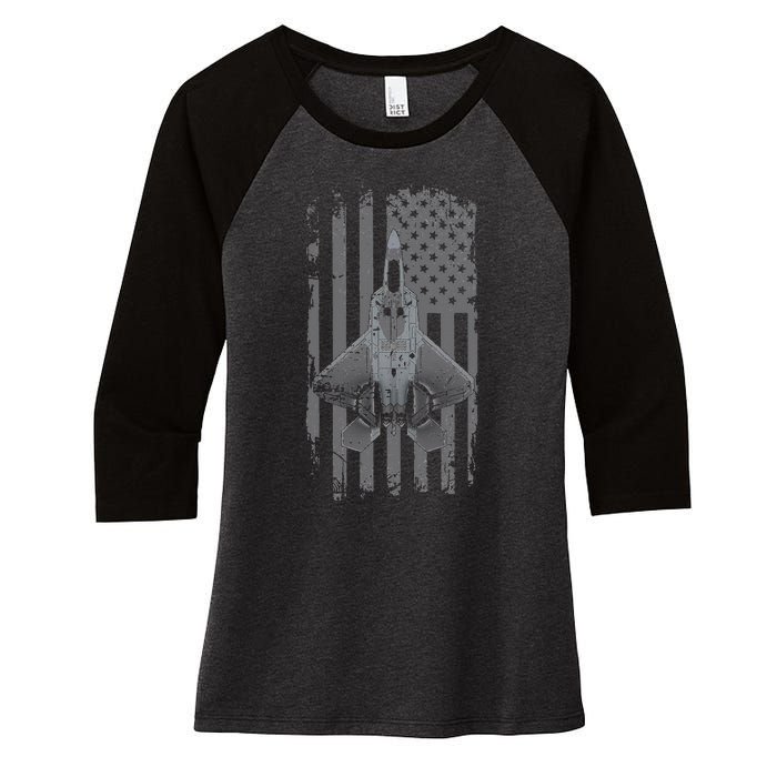 F22 Raptor Military Pilot Women's Tri-Blend 3/4-Sleeve Raglan Shirt