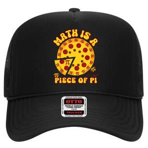 Funny Retro Math Is A Piece Of Pi Teacher Pi Day 3.14 Pie High Crown Mesh Back Trucker Hat